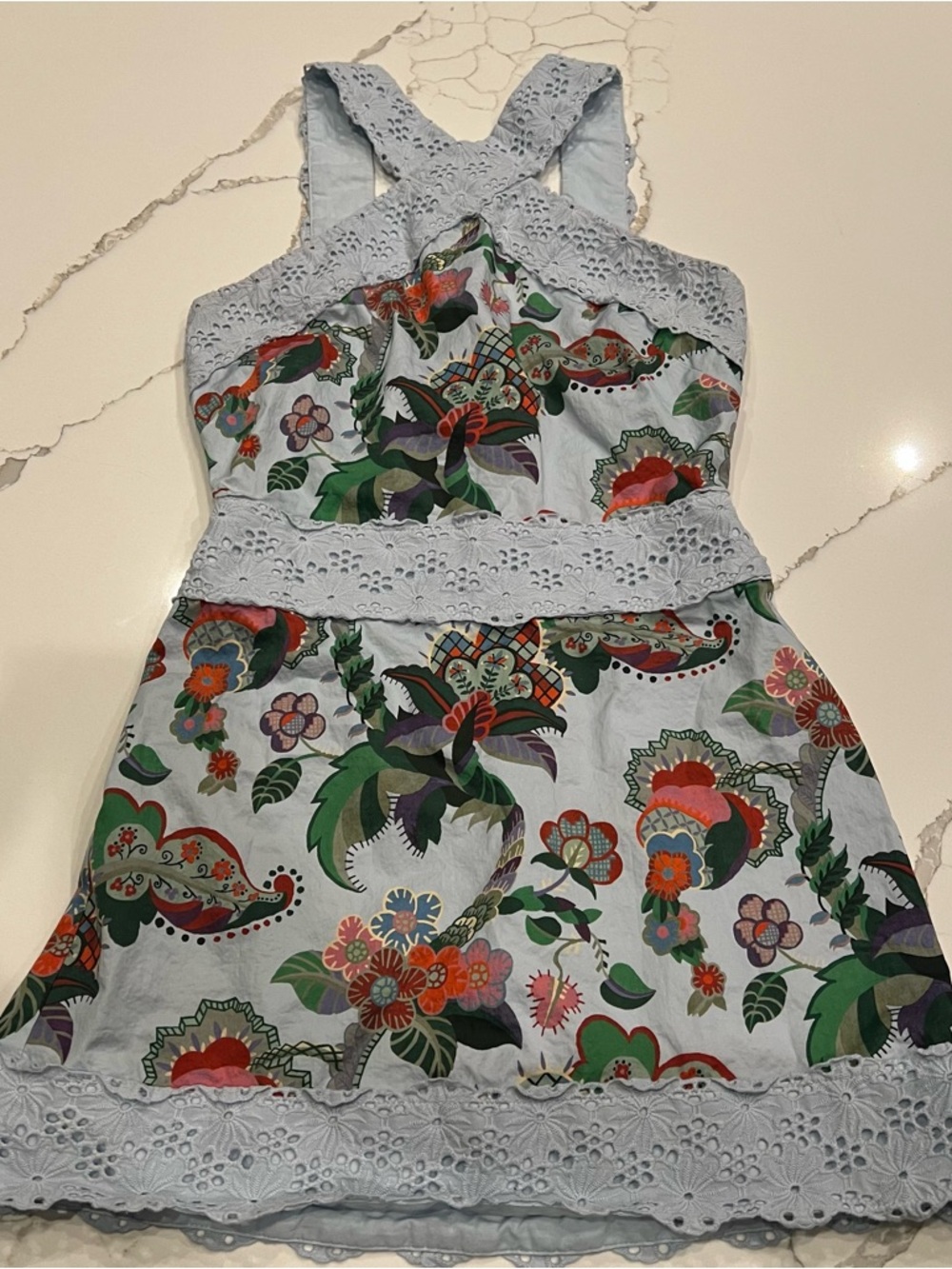 Hill House Light Blue Floral Mini Dress